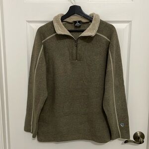 Kuhl Men's EUROPA 1/4 Zip Fleece Sweater Oatmeal Beige Winter Pullover